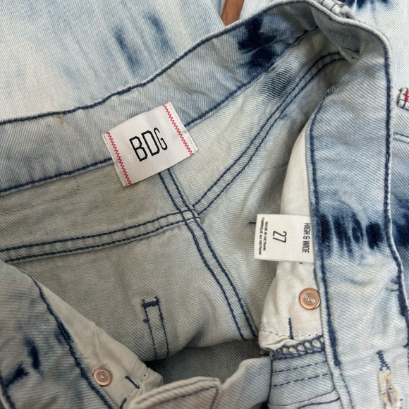 BDG Bleached High & Wide Jeans Cream Blue Tie Dye size 27 - Picture 9 of 14